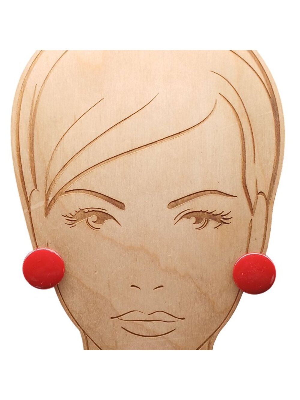 Vintage Red Button Clip-On Earrings Round Retro Plastic Jewelry